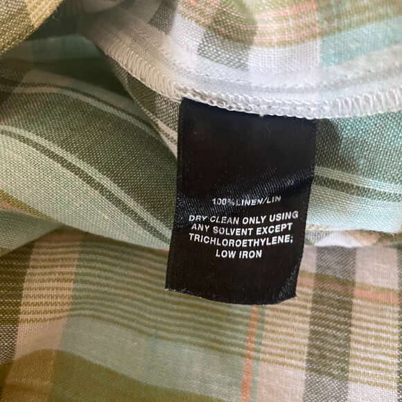 Lafayette 148 Sabira Linen Button-down Blouse in Plaid, Size XL - Picture 6 of 6